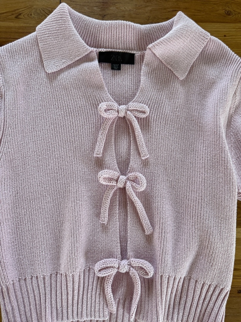 Zara lavender Knit Collared Tie-Front Sweater Top. Worn once